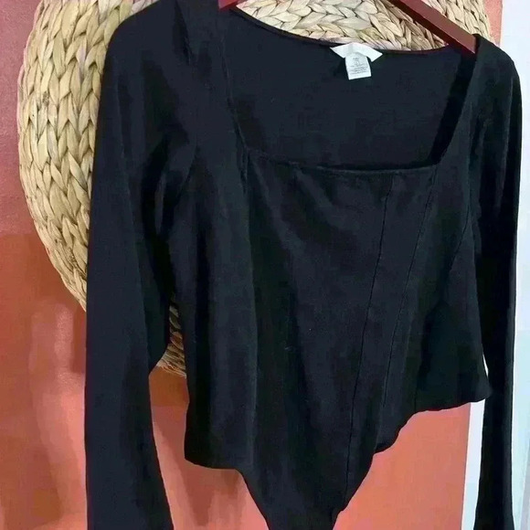 H & M Black Corset Bodysuit Squareneck - Picture 3 of 3